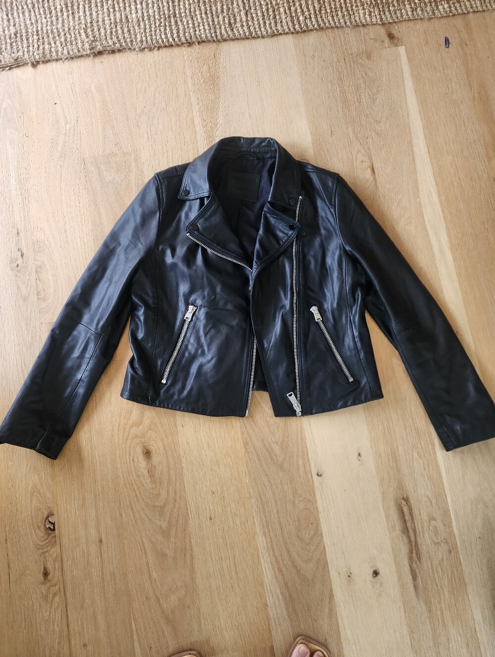 AllSaints Dalby Black Leather Biker Jacket - Picture 7 of 8